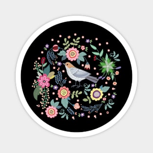 Beautiful Bird In Flowers Magnet